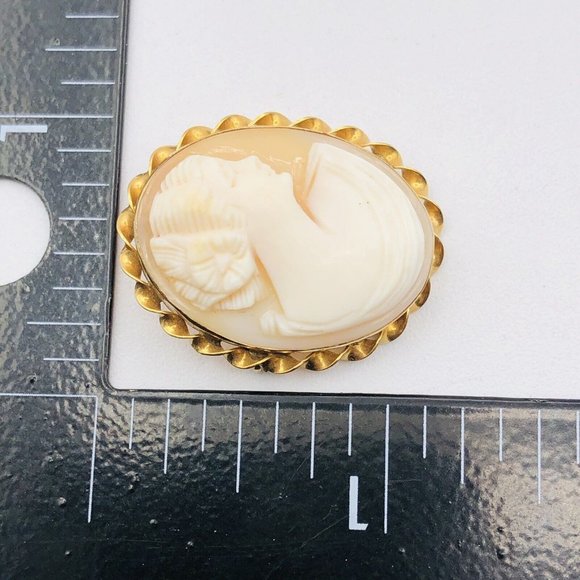 Antique 10K Yellow Gold Cameo Brooch Pin Carved Shell Not Scrap - Picture 7 of 8